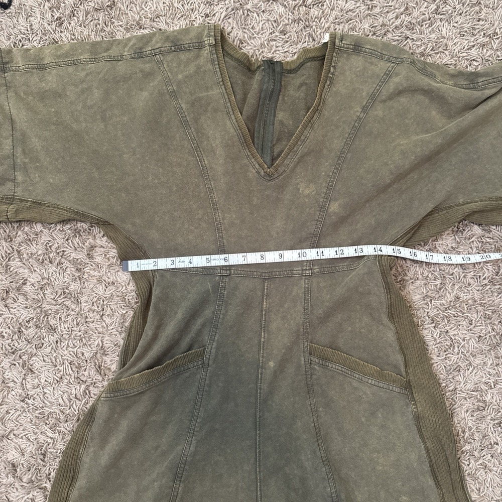 BiBi Jumpsuit Wide Leg Bohemian 100% Cotton Short Sleeve Olive Green Size Small - Picture 10 of 13
